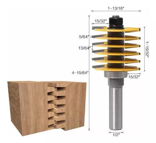 Fresa Eje 1/2 Finger Joint 5 Dientes X 3