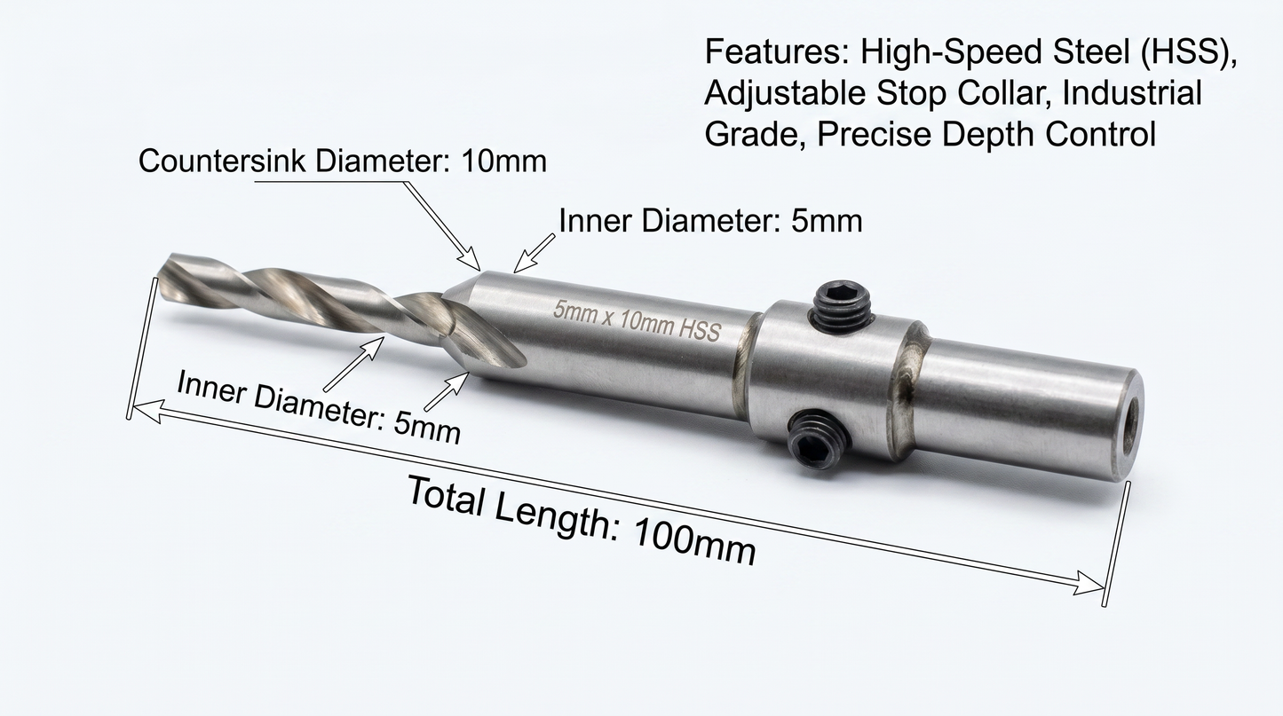 Mecha Broca Avellanadora KWS industrial Avellanado 10mm Centro 5mm