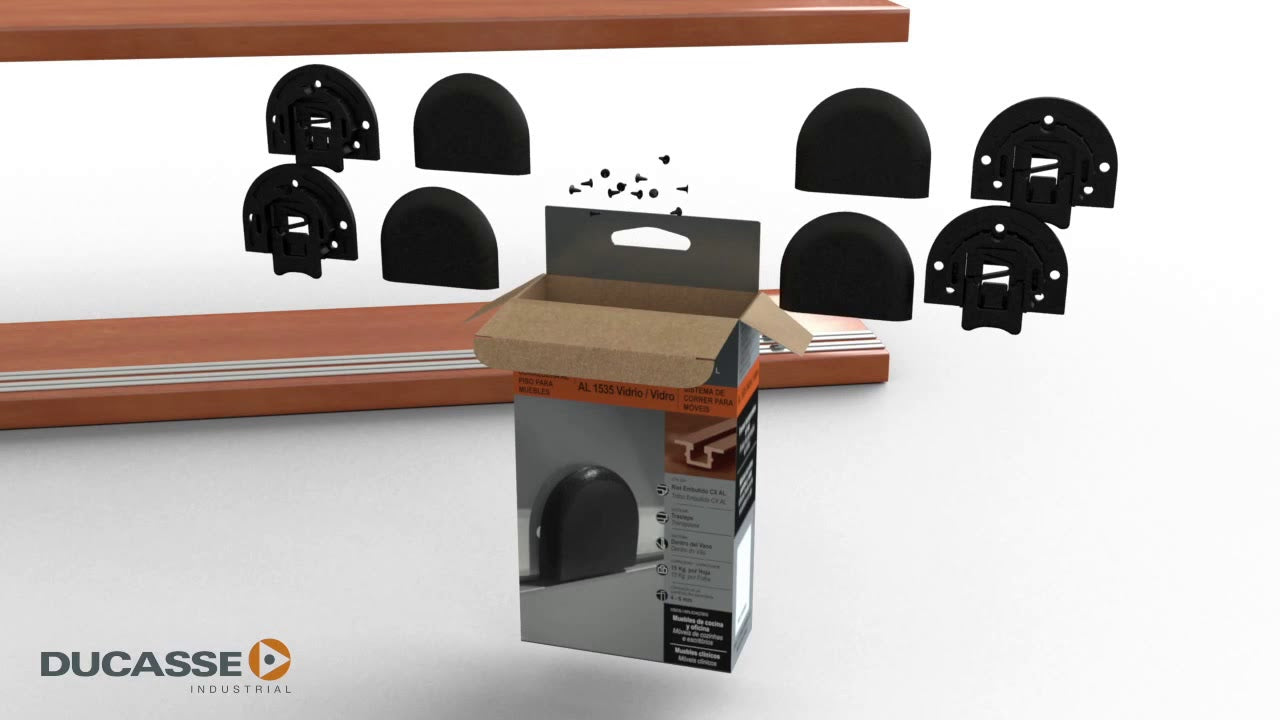 Sistema para dos puertas corredizas de hasta 15kg cada una Ducasse 1535
