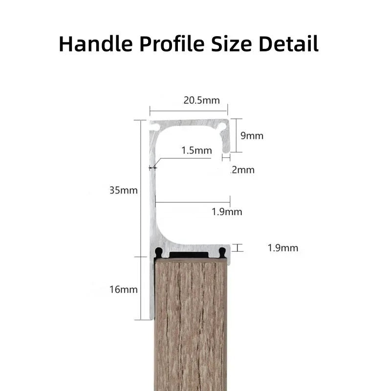 Perfil tirador de encastre para 18mm tipo G aluminio 3m acepta embellecedores
