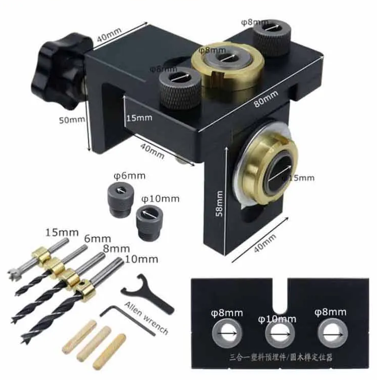 Plantilla JIg para minifix aluminio mecanizado CNC color negro