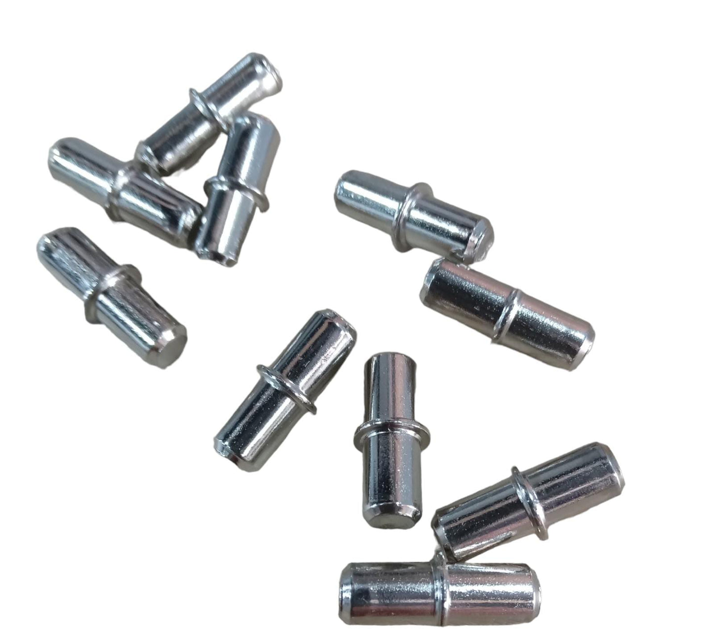 Soporta estantes metalico 5mm x 17mm con tope al medio niquelado x 100 unidades