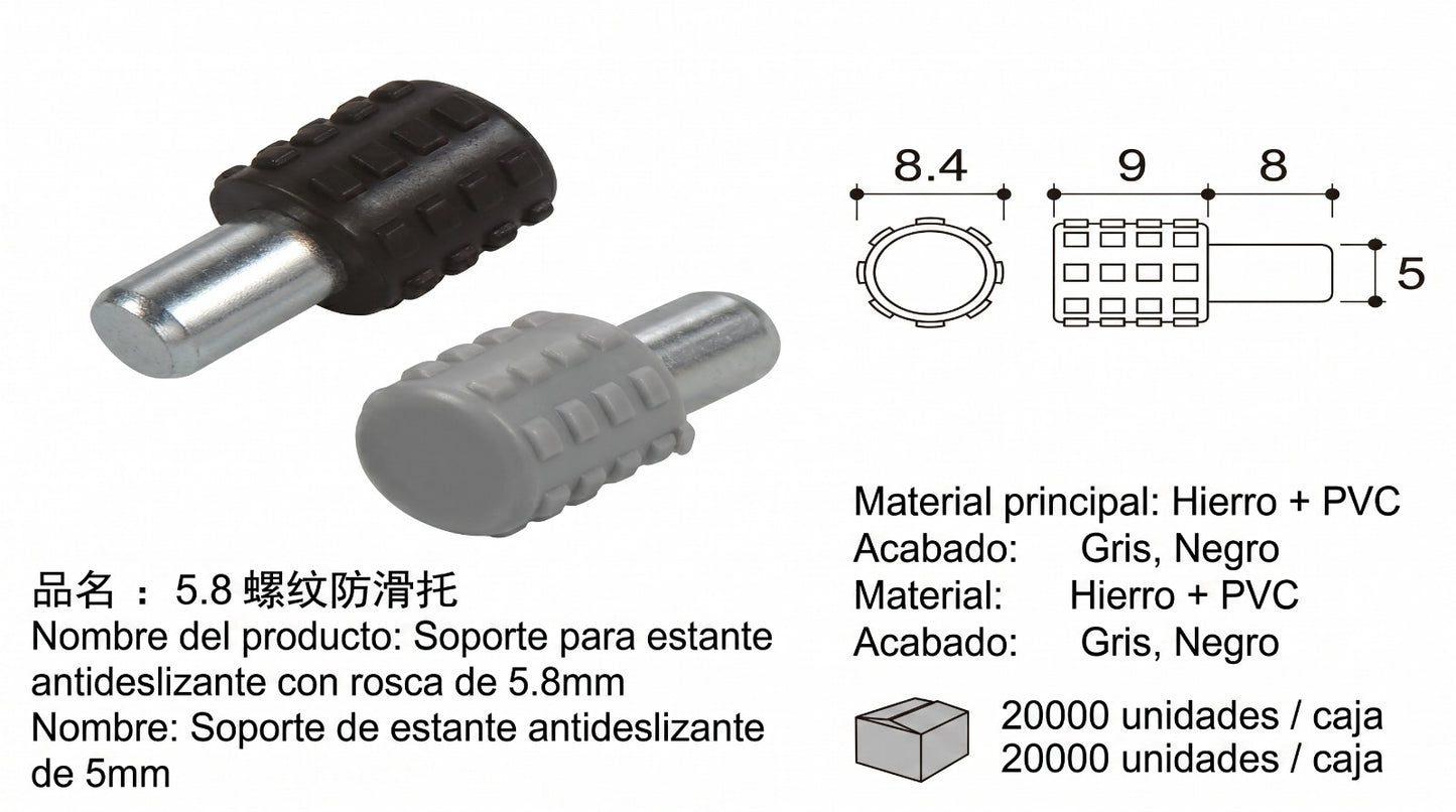 Soporta estantes metalico 5mm con antideslizante 20 Unidades