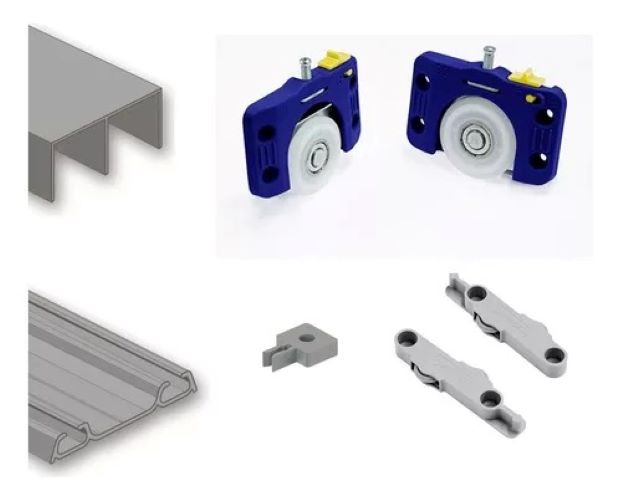 Rieles Correderas Para Puertas Corredizas Placard 2mt Aluminio