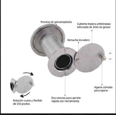Mirilla, Visor bronceada para puerta 200 grados