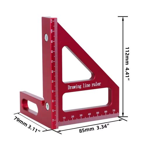 Escuadra 90 Y 45 Grados En Alumino Macizo Roja