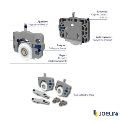 Kit de ruedas para 1 puerta sistema corredizo hasta 50KG
