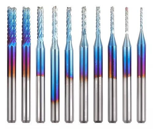 Set De 10 Fresas Vastago 1/8 (3.175mm) Grado Industrial Cnc