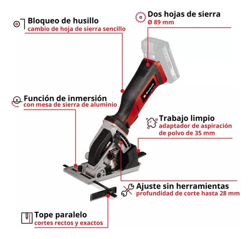 Mini Sierra Circular Inalámbrica Te-cs 18/89 Li Solo Einhell