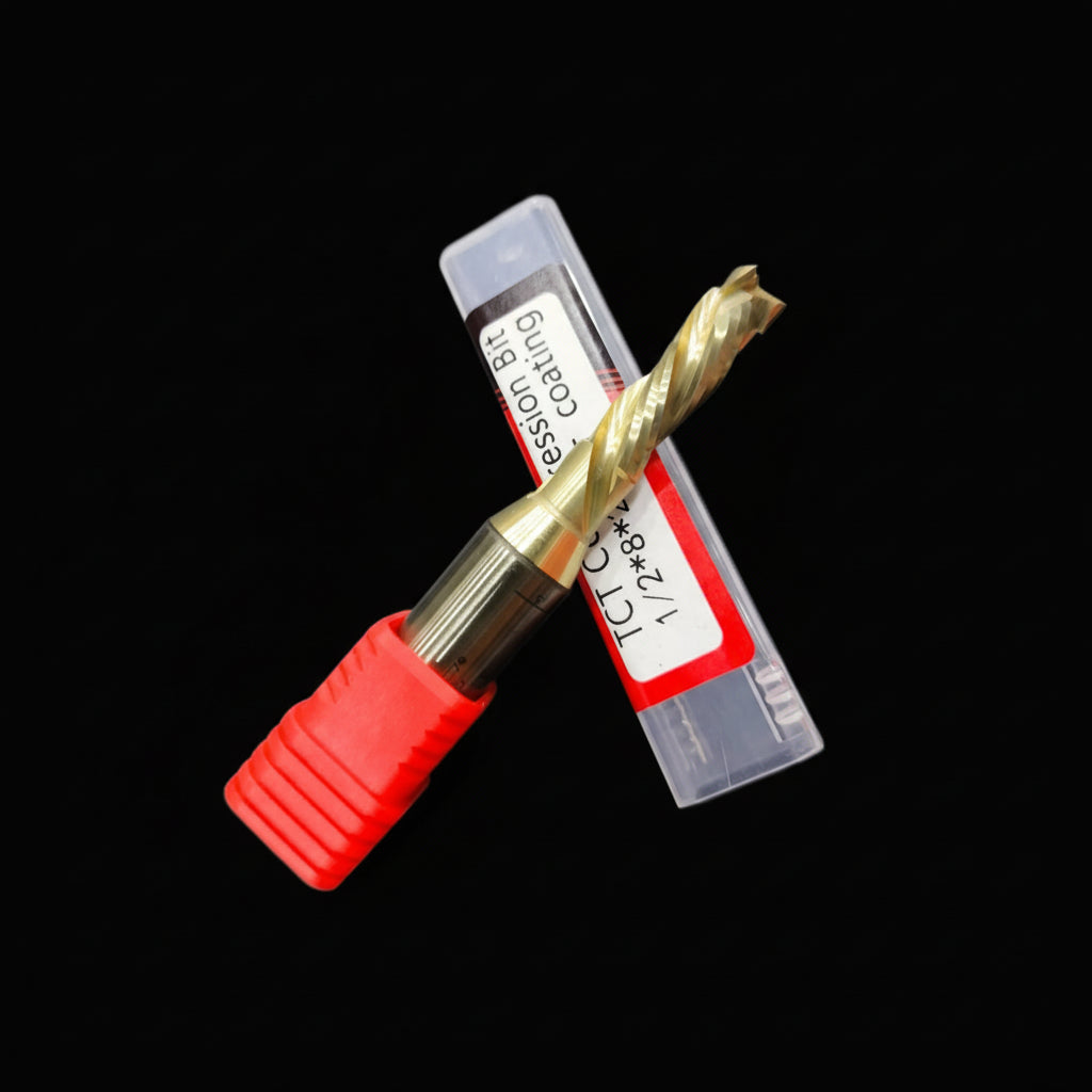 Fresa de compresion vastago 1/2" diametro 8mm  largo 24mm Coated