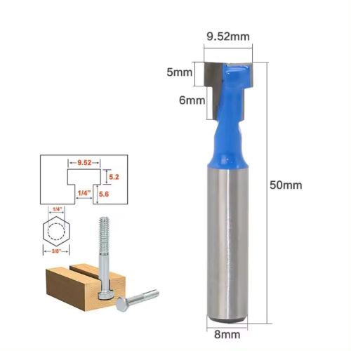 Fresa Vastago De 8 Slot Para Inserto De Tornillo Cabeza 3/8