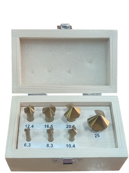 Juego de 7 avellanadores en caja de madera