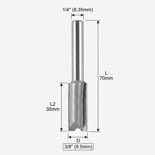 Fresa de corte KWS vastago 1/4" diametro 3/8" y largo de cuchillas 30mm