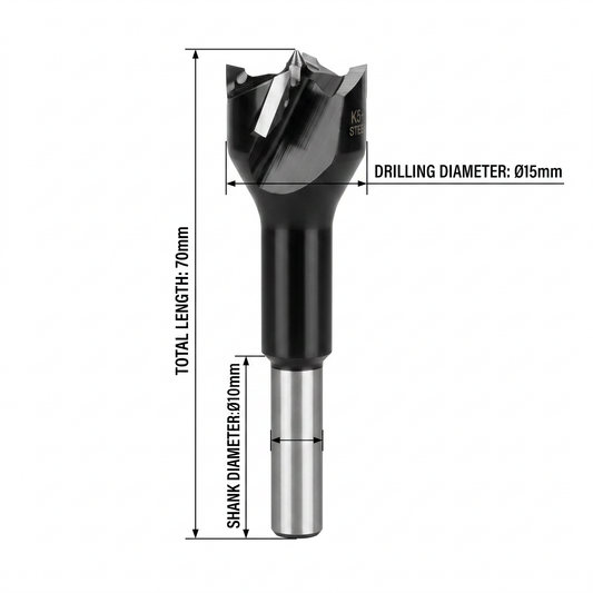 Broca frostner de 15mm para perforadora Multiple vastago 10mm  Acero k5+ giro derecho