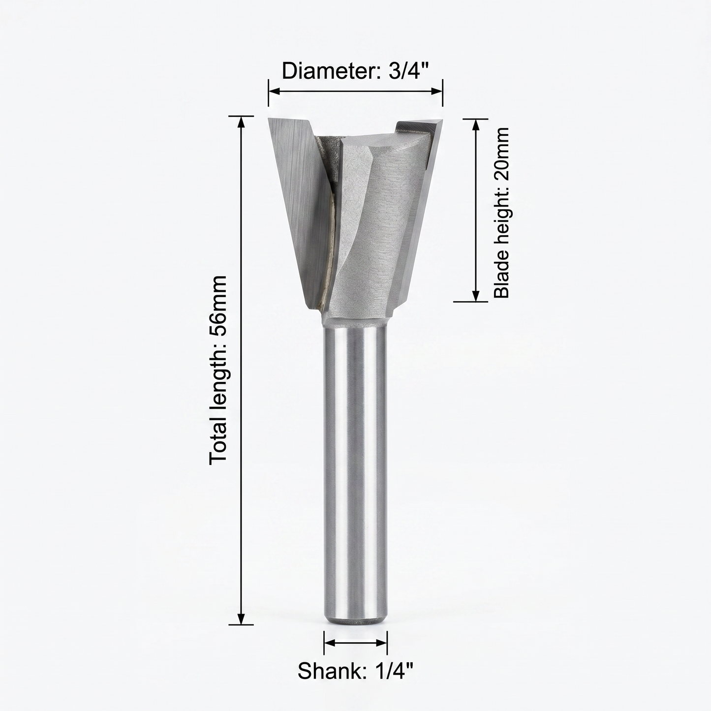Fresa Cola de Milano KWS Vastago 1/4" Diametro 3/4" largo de cuchillas 20mm