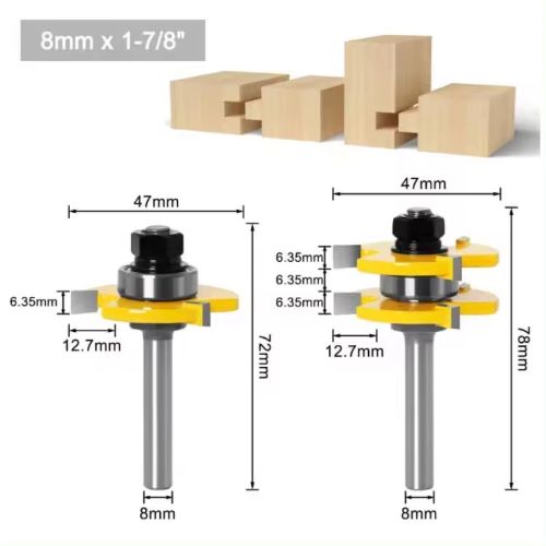 Juego De Fresas (2) Para Machimbre Router Vastago 8mm Trompo