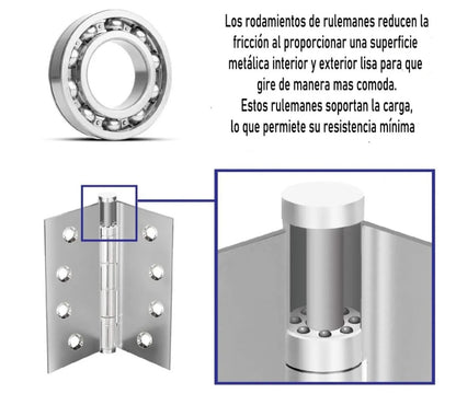Bisagras En Acero Inoxidable 4x3x2.5 Con Rulemanes