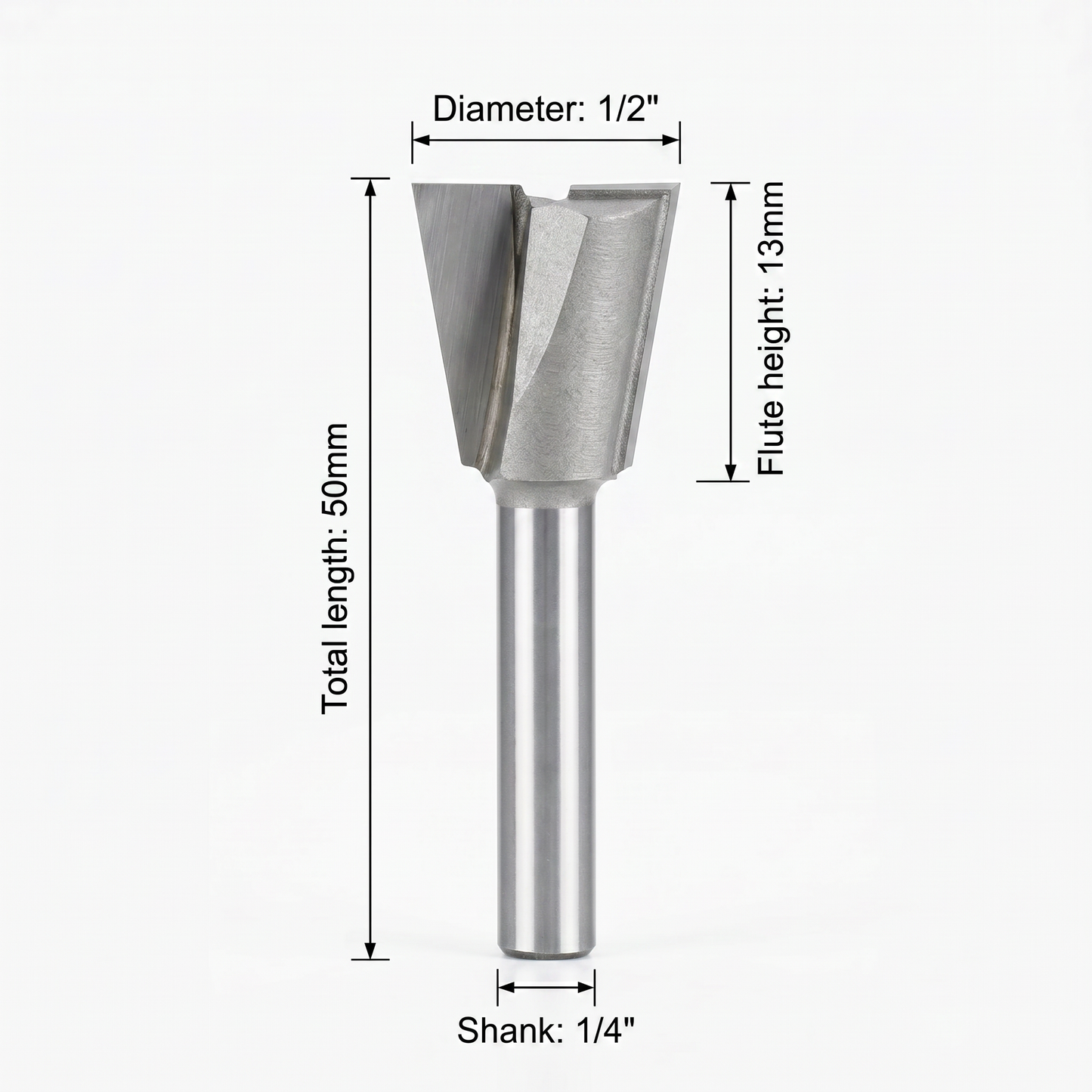 Fresa Cola de Milano KWS Vastago 1/4" Diametro 1/2" largo de cuchillas 13mm