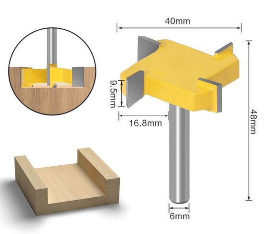 Fresa vastago 1/4" x 1/4 x 40mm ranurado replanado