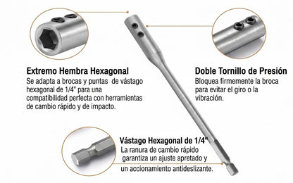 Prolongador  hexagonal con doble prisionero y llave Allen