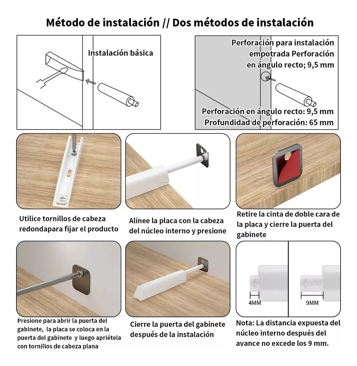 Push Latch Dual Reten Magnético Expulsor Embutir, Sobreponer