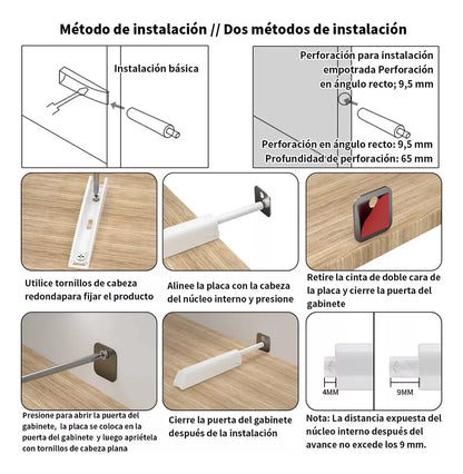 Push Latch Dual Reten Magnético Expulsor Embutir, Sobreponer