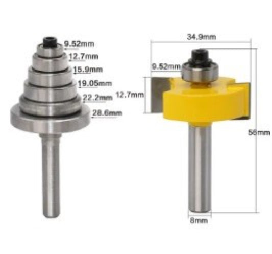 Fresa de  rebaje y ranurado  copiadora vastago  8mm  con 7 rodamientos